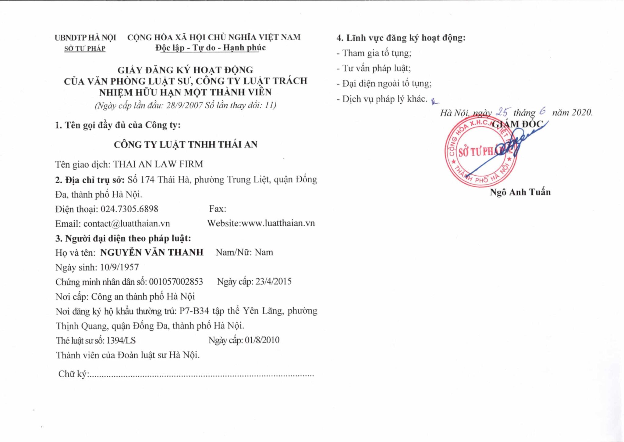 Giấy phép hoạt động