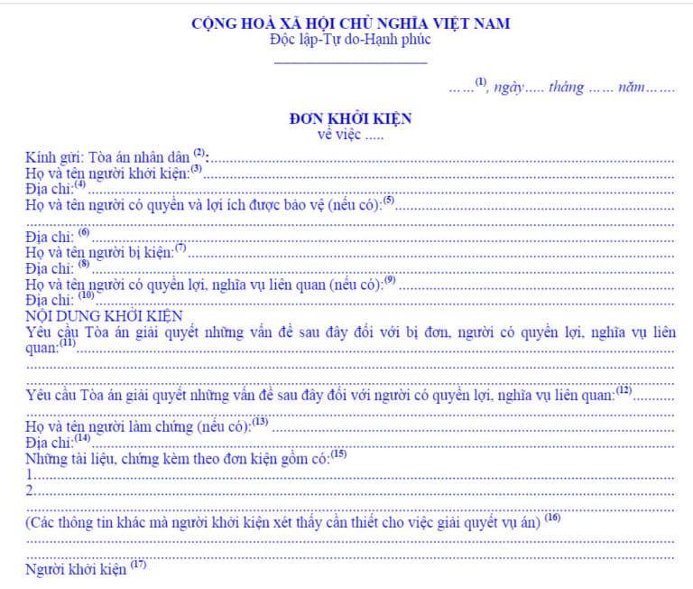Mẫu đơn khởi kiện – Hướng dẫn cách viết đơn khởi kiện